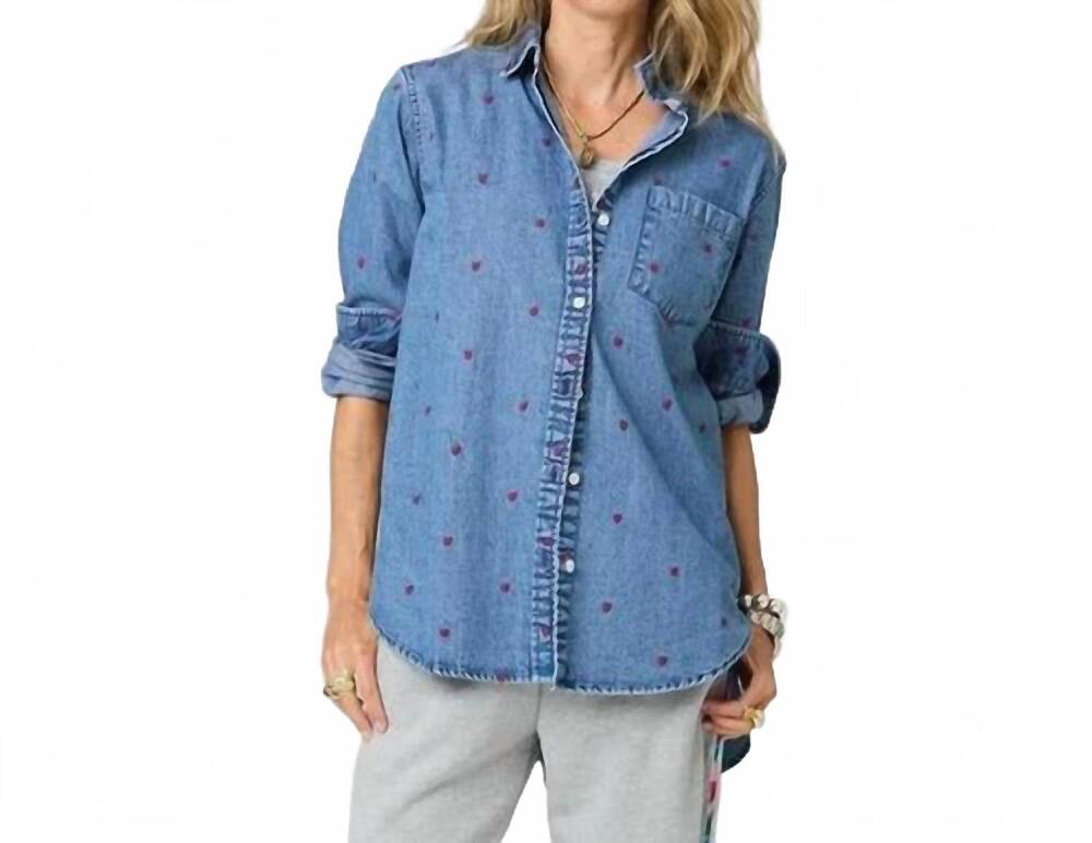 NEW KERRI ROSENTHAL mia tiny shirt in hearts denim